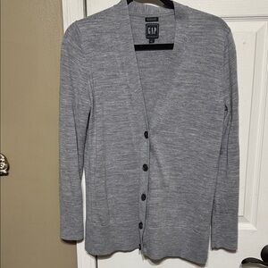 GAP Merino wool Heather Gray Button-Up Cardigan